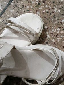 White Sparkly Flat Sandals
