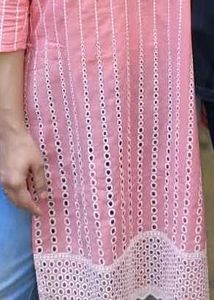 Chic Peach Eyelet Kurti