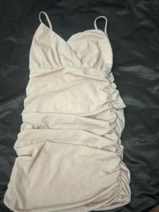 Shimmery Ruched Bodycon Dress