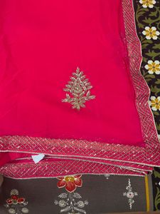 Vibrant Pink Embroidered Saree used