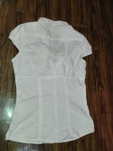 Chic White Short Sleeve Button-Up Blouse