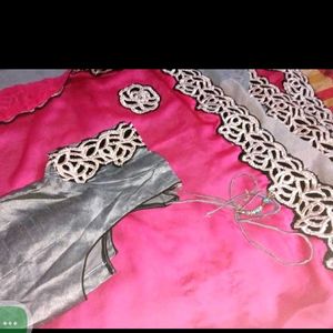 Pink & Silver Saree with blouse like new
