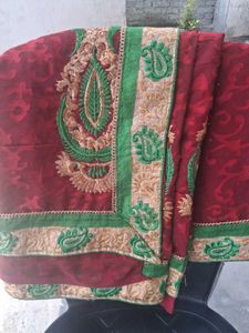 Embroidered Red Saree