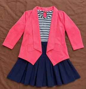 Pink and Navy Girl. Dress Set