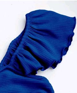 Blue Twist Front Crop Top