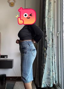 High waist denim skirt