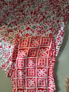 Women's Red &amp; White Printed Kurta Set