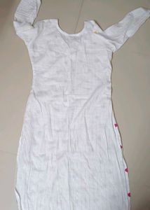 White Kurta with Colorful Droplet Print