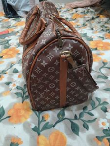 Brown Patterned Gym &amp; Travel Bag