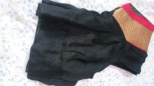 Elegant Black Saree with Golden Accents