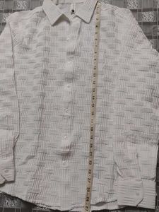 White Textured Button-Up casual Shirt