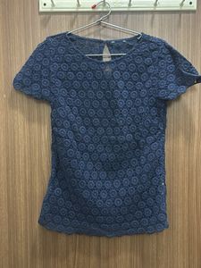 Navy Blue Lace Top