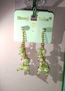 Handmade Pearl Chainnetic earrings with chain