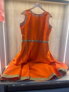 Vibrant Orange Embroidered Anarkali Gown