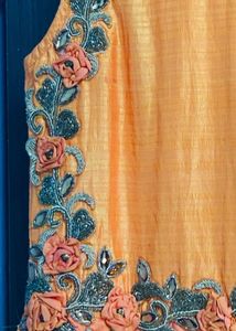 Stunning Orange Dabka work Ethnic Gown