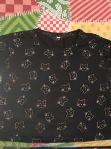 Hello Kitty Print Black T Shirt