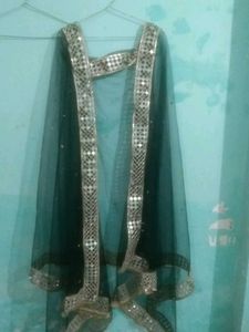 Embellished Teal Dupatta