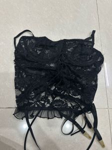 Tiger Mist Black Lace Corset Top See defects