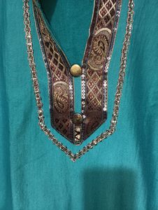 Turquoise Embroidered Kurti