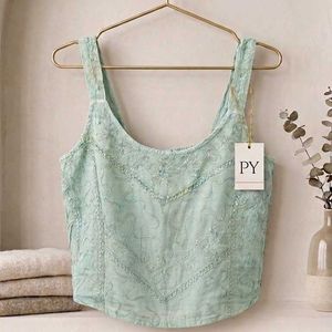 Mint Lace Cropped Cami
