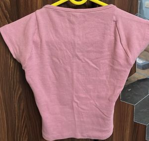 Pink Ribbed Square Neck Crop Top