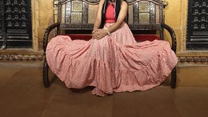 Boho Pink Floral Tiered Maxi Skirt