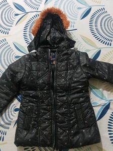 Chic Black Puffer Jacket with Anchor Print