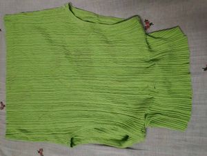 Lime Green Ribbed Button-Up Vest Top