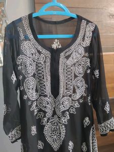 Elegant Black Embroidered Kurti