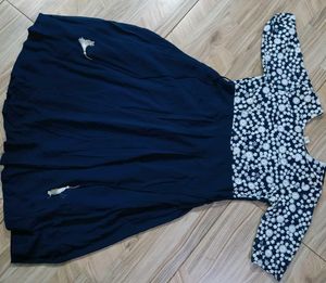 Navy Blue Embroidered Gown