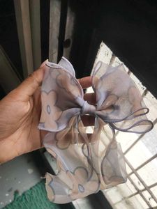 Sheer Floral Bow Hair Clip