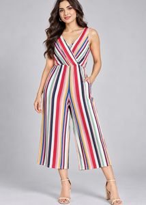New lookColorful Striped Wide Leg Jumpsuit