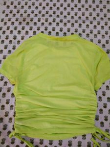 Neon Ruched Drawstring T-Shirt