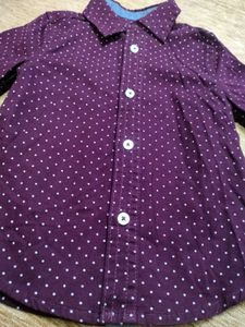 Purple Polka Dot Button-Up Shirt