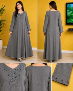 Stylish Grey Embellished Abaya