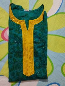 Beautiful Teal & Yellow Kurta