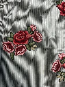 Striped Cold Shoulder Tunic with Roses