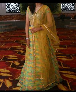Multicoloured organza Lehnga Choli Set