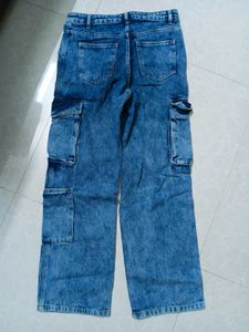 Retro Acid Wash Cargo Jeans