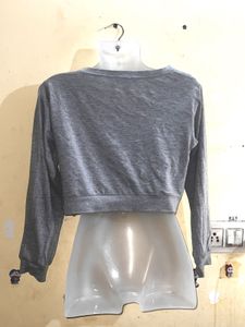 Grey Crop Top with Heart Patch