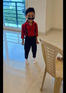 Stylish Boy's Red Shirt & Black Pants Set