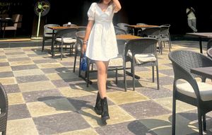 Cream Puff Sleeve Mini Dress