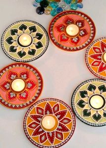 Handmade MDF Mandala Diya Holders 🪔