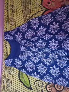 Blue Floral Print A-Line Dress