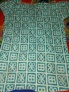 Teal &amp; White Ethnic Kurta