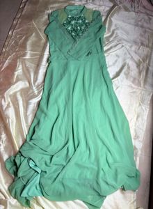 Elegant pista Green Embroidered Anarkali Suit