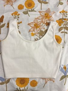 White Ribbed Crop Tank Top