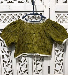 💝Crocheted Crop Open-Front Cardigan C