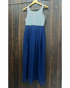 Blue Maxi Dress with Striped Top