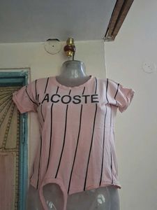 Pink Striped Lacoste Top